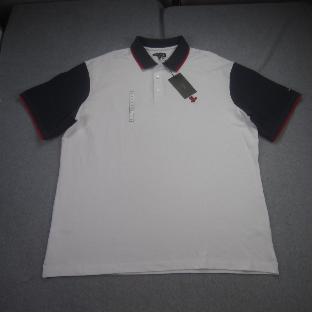 Bad Birdie Polo Shirt Mens XXL White Dark‎ Navy Pique Golf Casual Preppy